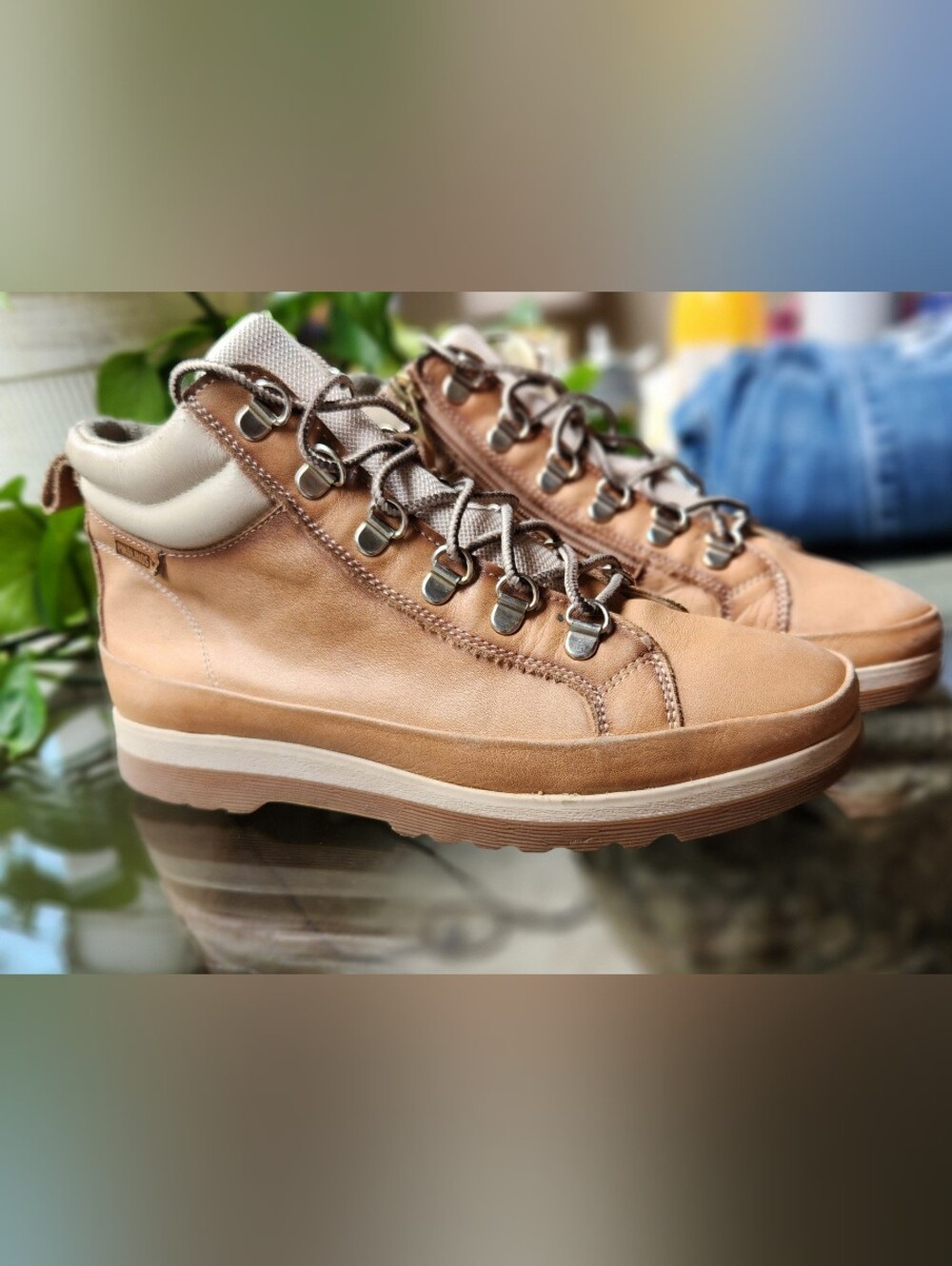 Pikolinos Vigo Leather Sneaker Boots Almond W3W-8564C1 EU 37 US 6.5 7